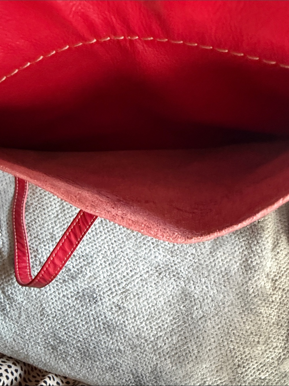 Red Leather Crossbody with Black-and-White Haircalf Panel - Picture 6 of 6
